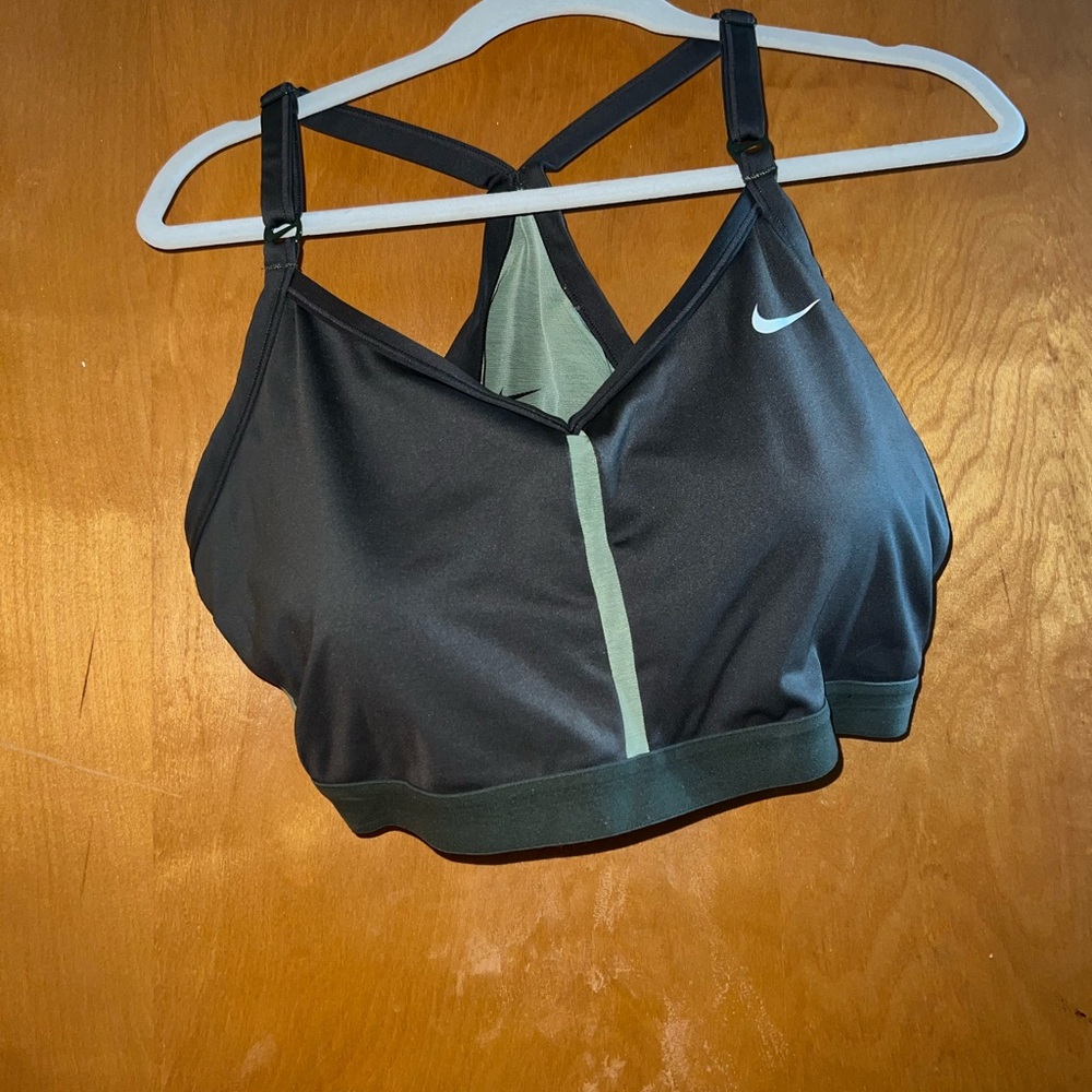 Nike Black Sports Bra with Olive Contrast Panel